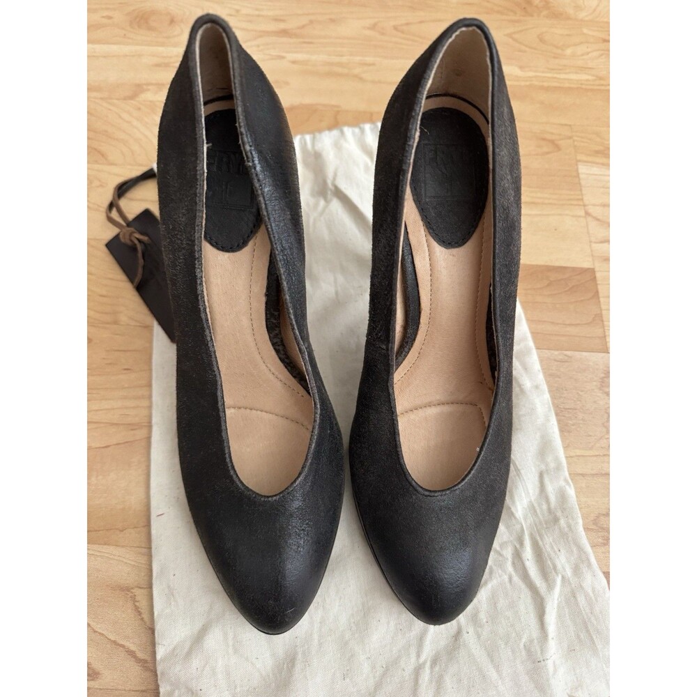 Frye Women’s Harlow Black Leather Pump Heels Size 8 - Picture 2 of 5